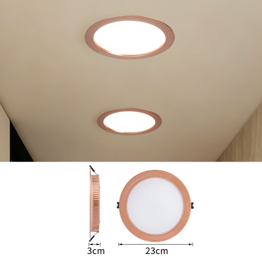 Immax NEO 07331L - LED vgradna stropna svetilka DOWN z možnostjo zatemnitve, LED/36W/230V, Wi-Fi Tuya, premer 23 cm, rožnato zlata
