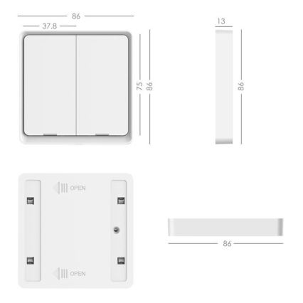 Immax NEO 07507C - SET 3x Stikalo 2 gumba SMART 3xCR2430 Zigbee 3.0 Tuya