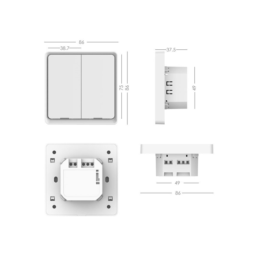 Immax NEO 07513L - Stikalo 2 gumba SMART 230V Wi-Fi Tuya