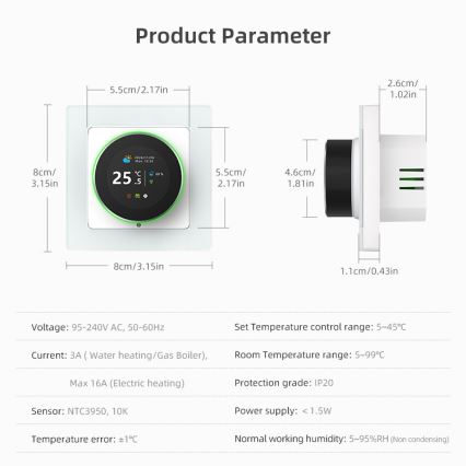 Immax NEO 07534L - Termostat za talno ogrevanje SMART 230V/3A Wi-Fi Tuya