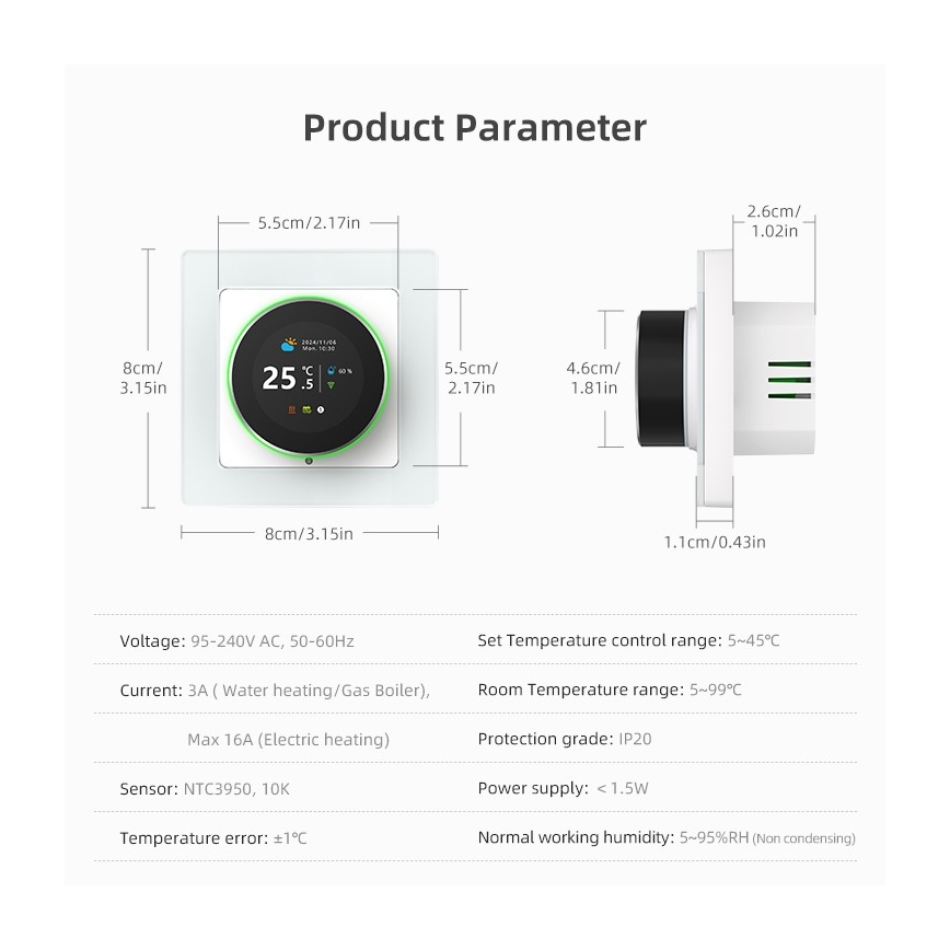 Immax NEO 07534L - Termostat za talno ogrevanje SMART 230V/3A Wi-Fi Tuya