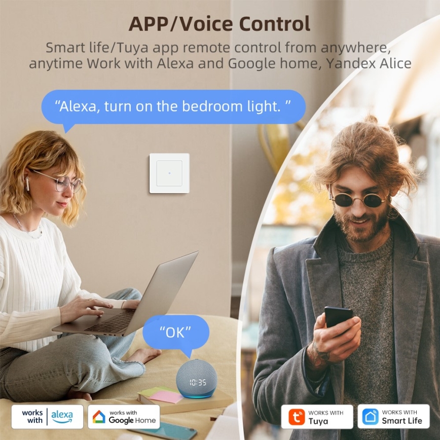 Immax NEO 07538L - Enogumbno pametno stikalo 230V Wi-Fi Tuya