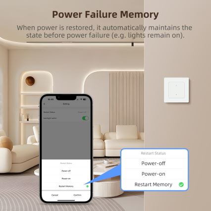 Immax NEO 07538L - Enogumbno pametno stikalo 230V Wi-Fi Tuya