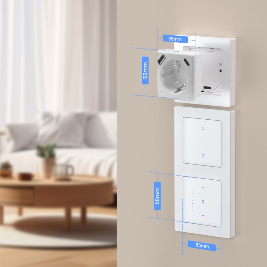 Immax NEO 07544L - Pametna vtičnica E 16A/230V + 1xUSB-A+1xUSB C PD 20W Tuya Wi-Fi