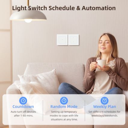 Immax NEO 07550L - Pametno stikalo z dvema tipkama 230V Tuya