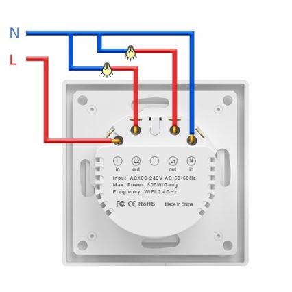 Immax NEO 07550L - Pametno stikalo z dvema tipkama 230V Tuya