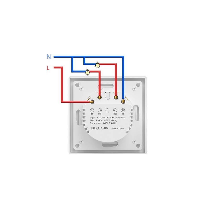 Immax NEO 07550L - Pametno stikalo z dvema tipkama 230V Tuya