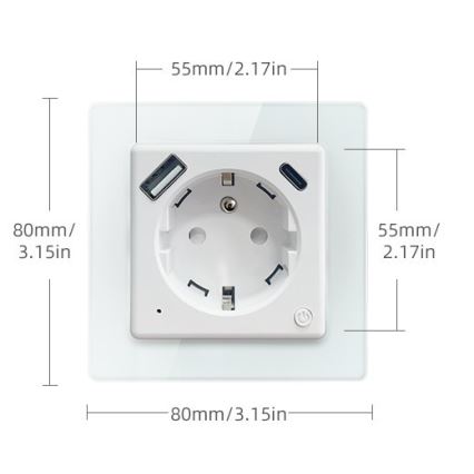 Immax NEO 07553L - Pametna vtičnica E 16A/230V + 1xUSB-A+1xUSB C PD 20W