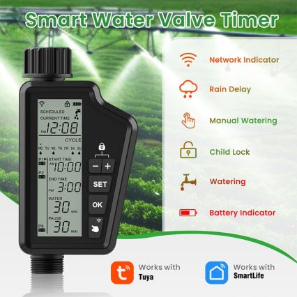 Immax NEO 07556L - Ventil za zalivanje 4xAA IP65 Wi-Fi Tuya