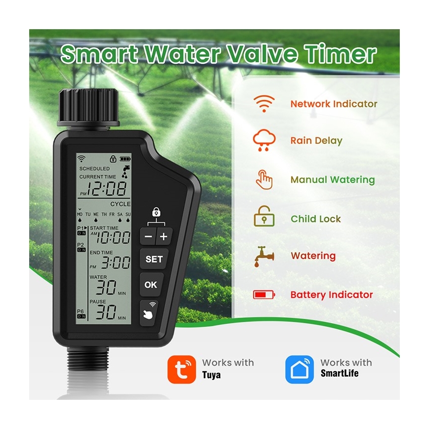 Immax NEO 07556L - Ventil za zalivanje 4xAA IP65 Wi-Fi Tuya