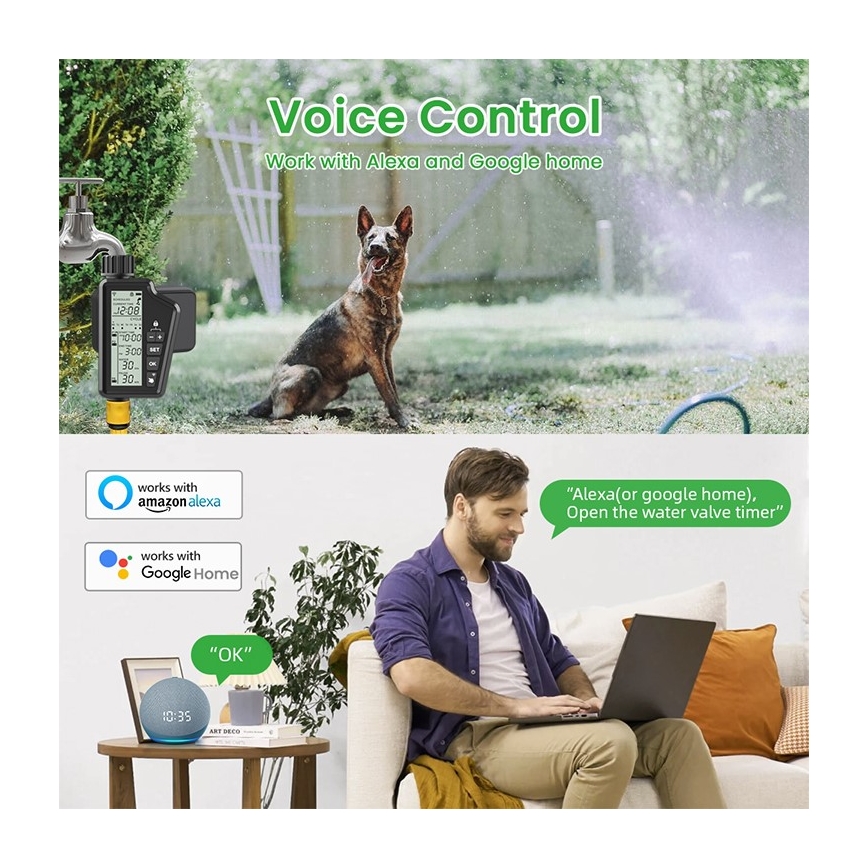 Immax NEO 07556L - Ventil za zalivanje 4xAA IP65 Wi-Fi Tuya
