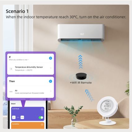 Immax NEO 07557L - Pametni senzor temperature in vlage 1× CR2430 Tuya