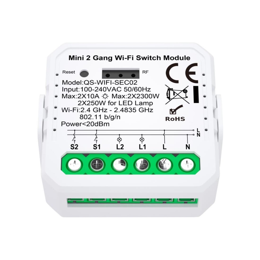 Immax NEO 07571L - Pametni upravljalnik NEO LITE V7 2-gumba Wi-Fi Tuya
