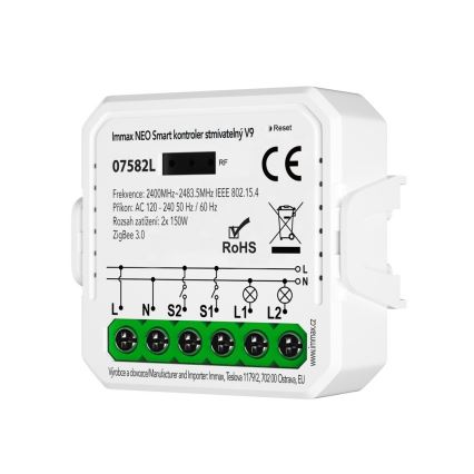 Immax Neo 07582L - Pametni upravljalnik z možnostjo zatemnitve V9 2-gumba Tuya