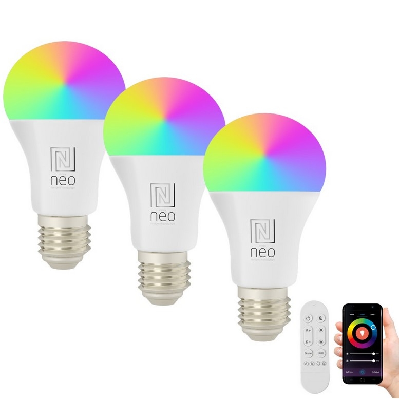 Immax NEO 07712CDO - SET 3x LED RGB+CCT Zatemnitvena žarnica E27/9W/230V Wi-Fi Tuya + Daljinski upravljalnik