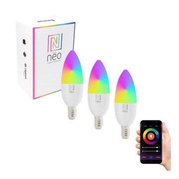 Immax NEO 07716C - SET 3x LED RGB+CCT Zatemnitvena žarnica E14/5,5W/230V Wi-Fi Tuya 2700K