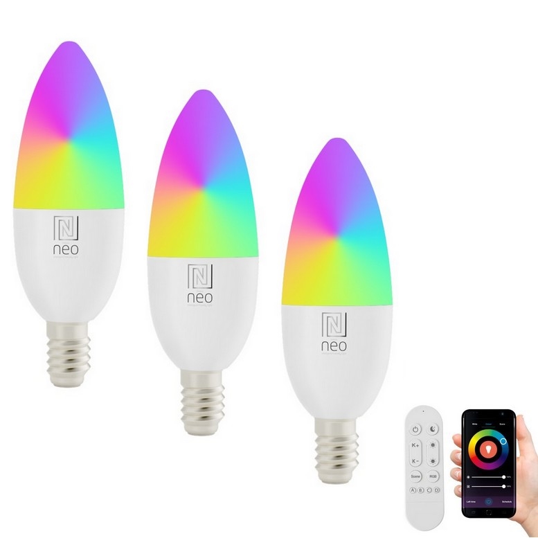 Immax NEO 07716CDO - SET 3x LED RGB+CCT Zatemnitvena žarnica E14/6W/230V Wi-Fi Tuya + Daljinski upravljalnik