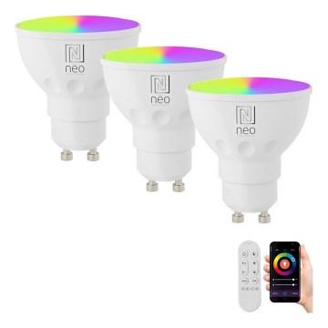 Immax NEO 07724CDO - Komplet 3x zatemnjevalnih LED žarnic RGB+CCT GU10/4,8W/230V 2700-6500K Wi-Fi Tuya + daljinski upravljalnik