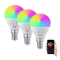 Immax NEO 07745C - SET 3x LED RGB+CCT Zatemnitvena žarnica E14/6W/230V 2700-6500K Wi-Fi Tuya