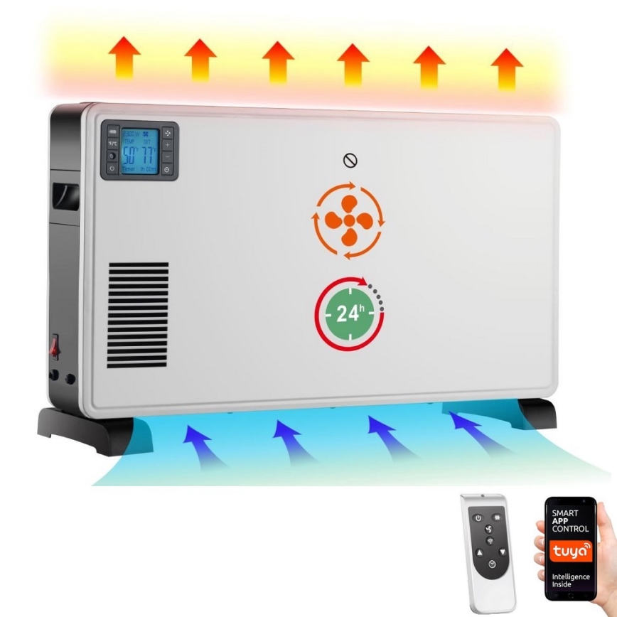 Immax NEO 07760L - Elektronski konvekcijski grelnik 1000/1300/2300W LCD/timer/TURBO/termostat Wi-Fi Tuya + Daljinski upravljalnik