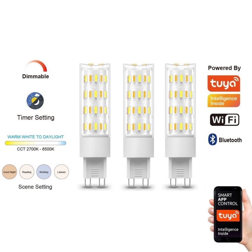 Immax NEO 07763C - SET 3x LED Zatemnitvena žarnica NEO LITE G9/4W/230V 2700-6500K Wi-Fi Tuya