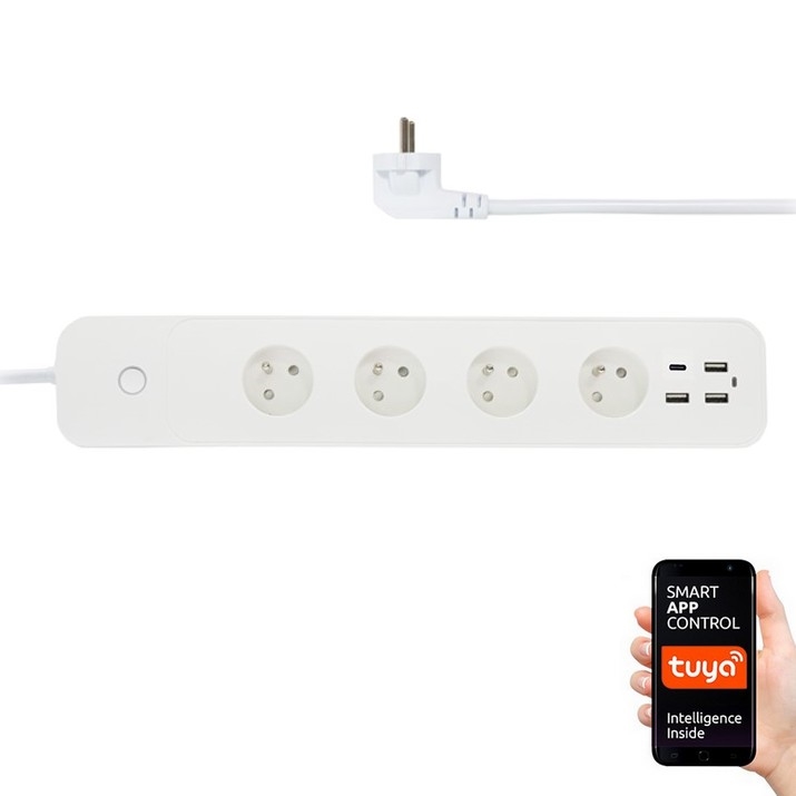 Immax NEO 07771L- Podaljšek NEO LITE Smart 4AC+3xUSB+1xUSB C Wi-Fi Tuya