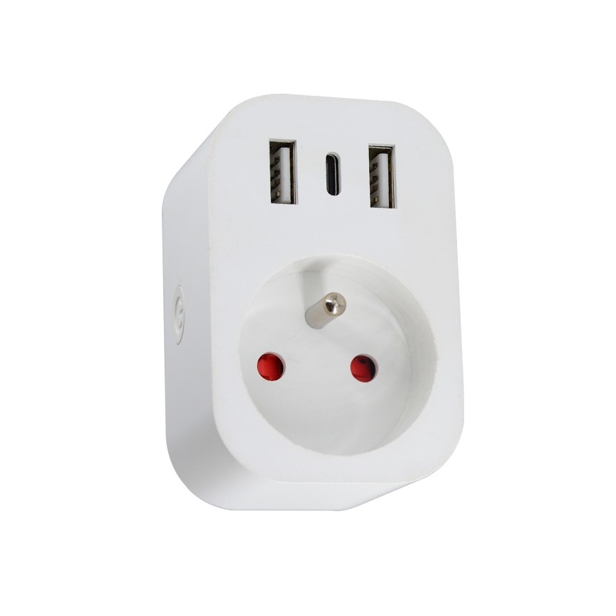 Immax NEO 07772L- Pametni razdelilnik vtičnic 16A/230V + 2xUSB+1xUSB C Wi-Fi Tuya