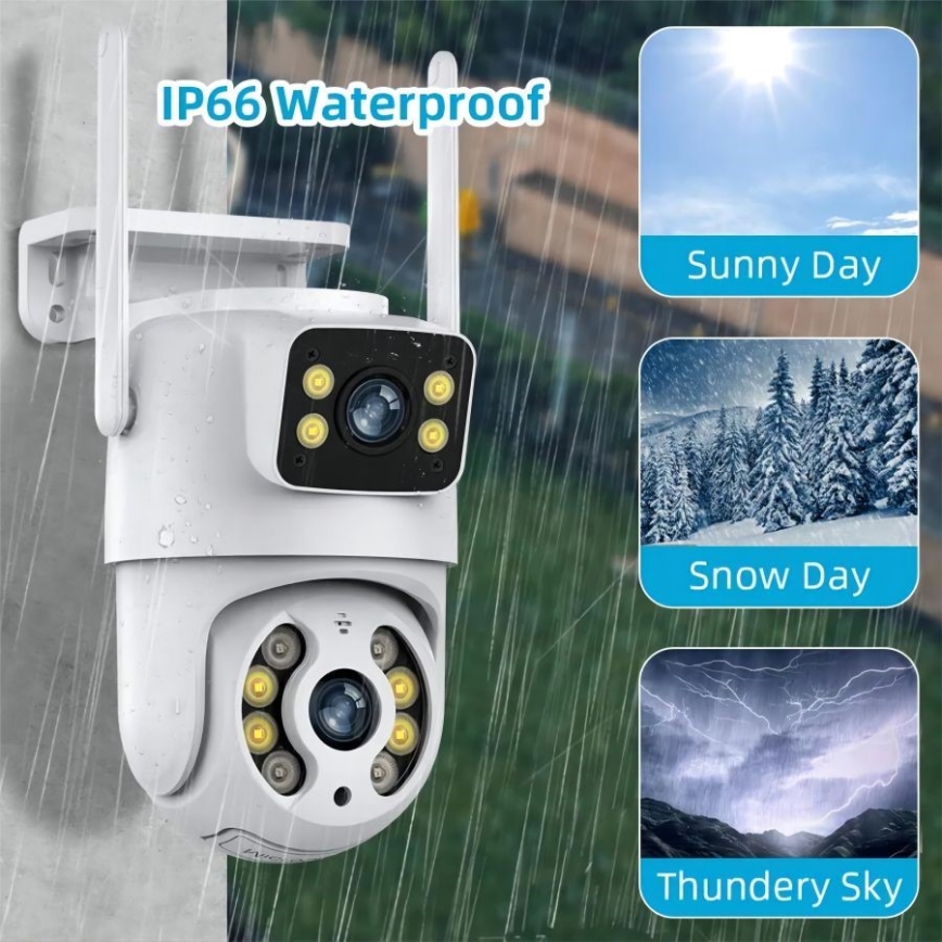 Immax NEO 07783L - Pametna zunanja kamera s senzorjem DOUBLE 355° P/T 2x2MP IP65 Wi-Fi Tuya