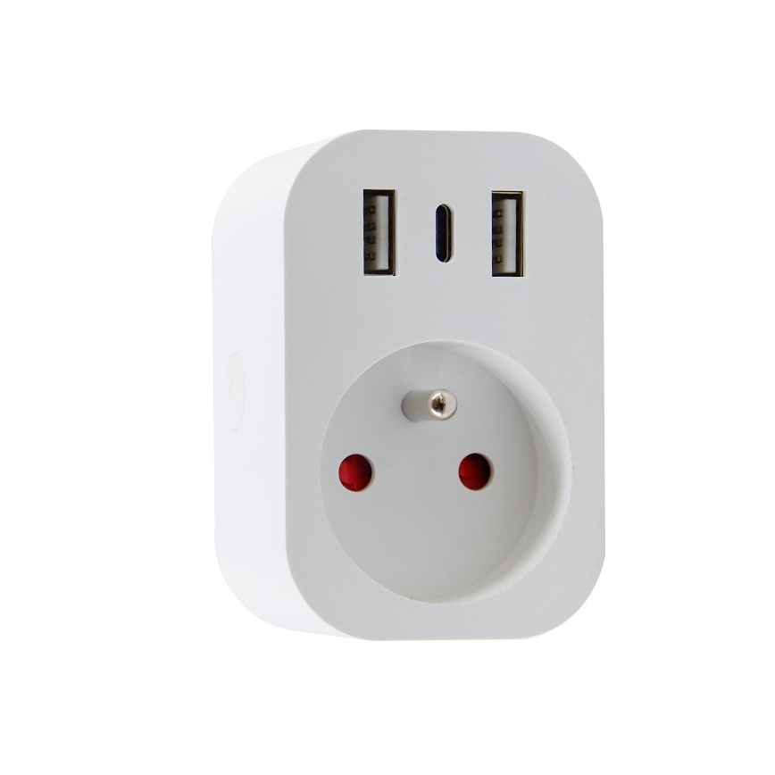Immax NEO 07799L - Pametni razdelilnik vtičnic 16A/230V + 2xUSB+1xUSB C Wi-Fi Tuya