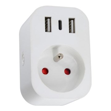 Immax NEO 07799L - Pametni razdelilnik vtičnic 16A/230V + 2xUSB+1xUSB C Wi-Fi Tuya