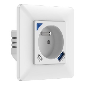 Immax NEO 07800L - Pametna vtičnica 16A/230V + 1xUSB-A+1xUSB C Wi-Fi Tuya