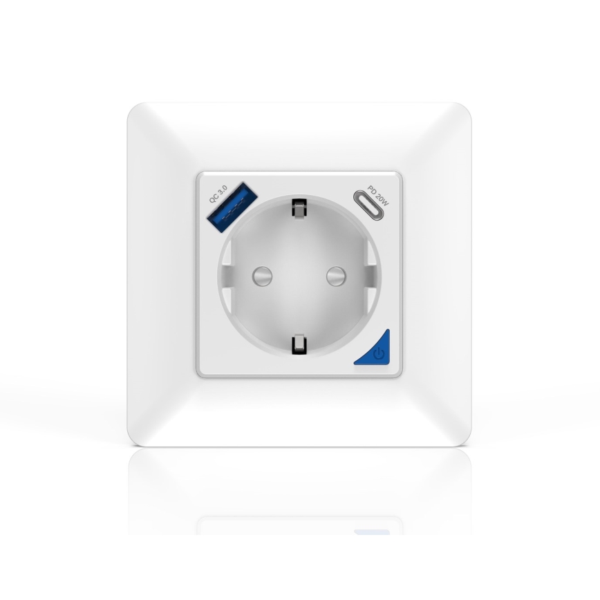 Immax NEO 07801L - Pametna vtičnica 16A/230V + 1xUSB-A+1xUSB C Tuya