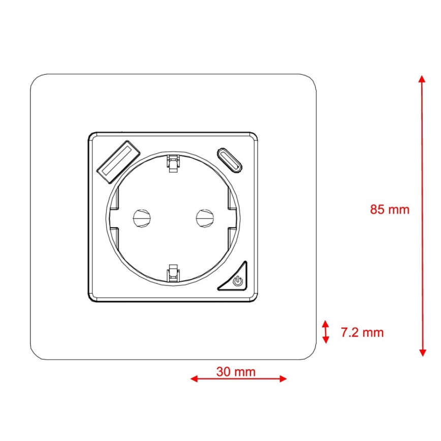 Immax NEO 07801L - Pametna vtičnica 16A/230V + 1xUSB-A+1xUSB C Tuya