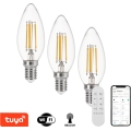 Immax NEO 07807CDO - Komplet 3x zatemnjevalnih LED CCT žarnic E14/4W/230V Tuya Wi‑Fi + daljinski upravljalnik