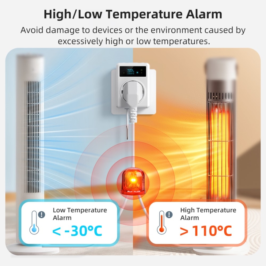 Immax NEO 07811L - Pametna vtičnica z vgrajenim temperaturnim senzorjem F 3680W Tuya Wi-Fi