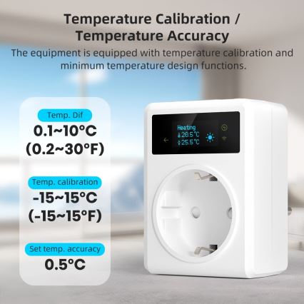 Immax NEO 07811L - Pametna vtičnica z vgrajenim temperaturnim senzorjem F 3680W Tuya Wi-Fi