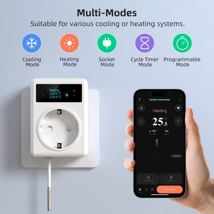 Immax NEO 07811L - Pametna vtičnica z vgrajenim temperaturnim senzorjem F 3680W Tuya Wi-Fi