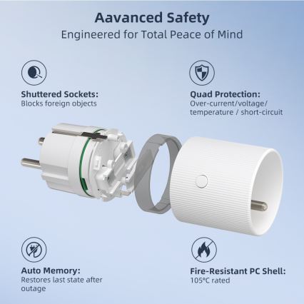 Immax NEO 07812L - Pametna vtičnica E 3500W Tuya Wi-Fi