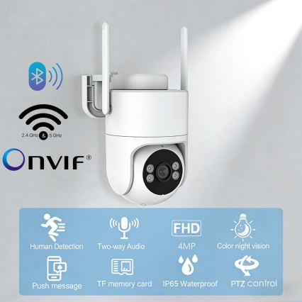 Immax NEO 07819L - Pametna zunanja kamera s 4 MP senzorjem, 5V napajanjem, zaščita IP65, Tuya Wi-Fi