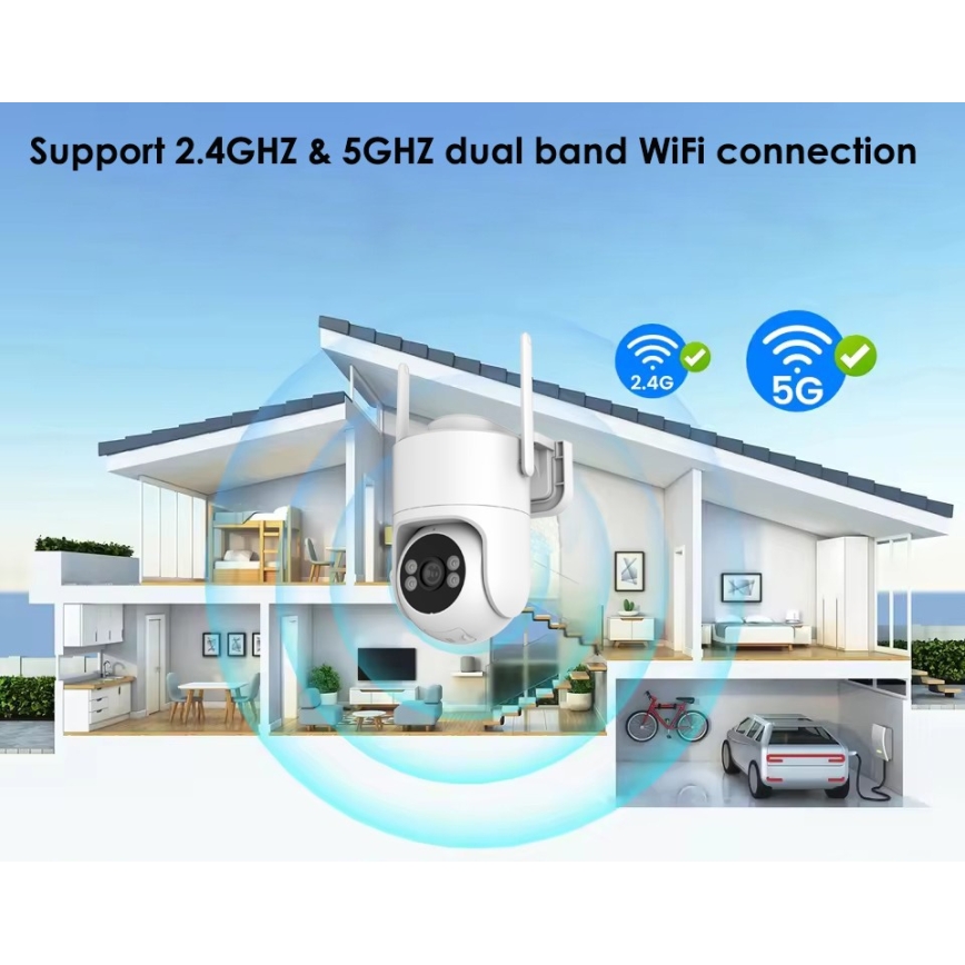 Immax NEO 07819L - Pametna zunanja kamera s 4 MP senzorjem, 5V napajanjem, zaščita IP65, Tuya Wi-Fi