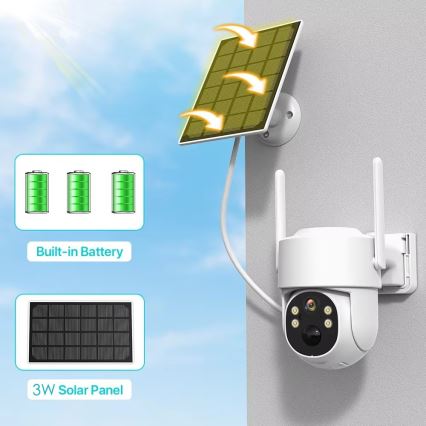 Immax NEO 07820L - Pametna zunanja solarna kamera s senzorjem, 6000 mAh baterijo, IP65, Tuya
