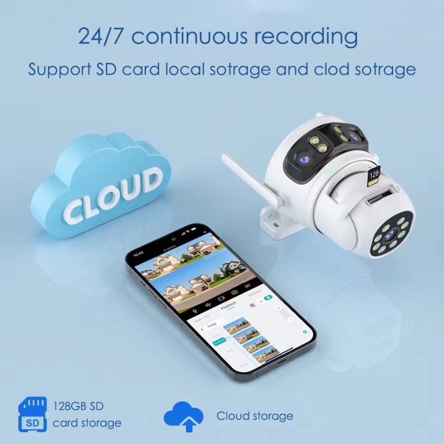 Immax NEO 07823L - Pametna zunanja kamera s senzorji 2MP+2MP+2MP, 5V, Tuya Wi-Fi