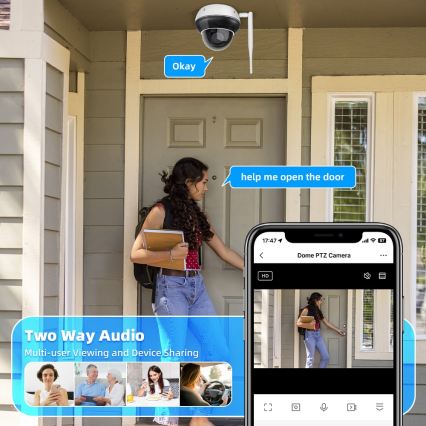 Immax NEO 07825L - Pametna zunanja kamera s senzorjem DOME 5MP 230V IP66 TUYA Wi-Fi