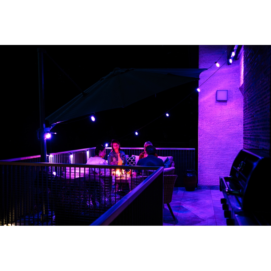 LED RGB+CCT Zatemnitven zunanji veriga GARLAND 15xLED/1W/230V 15m Wi-Fi Tuya IP65 + Daljinski upravljalnik