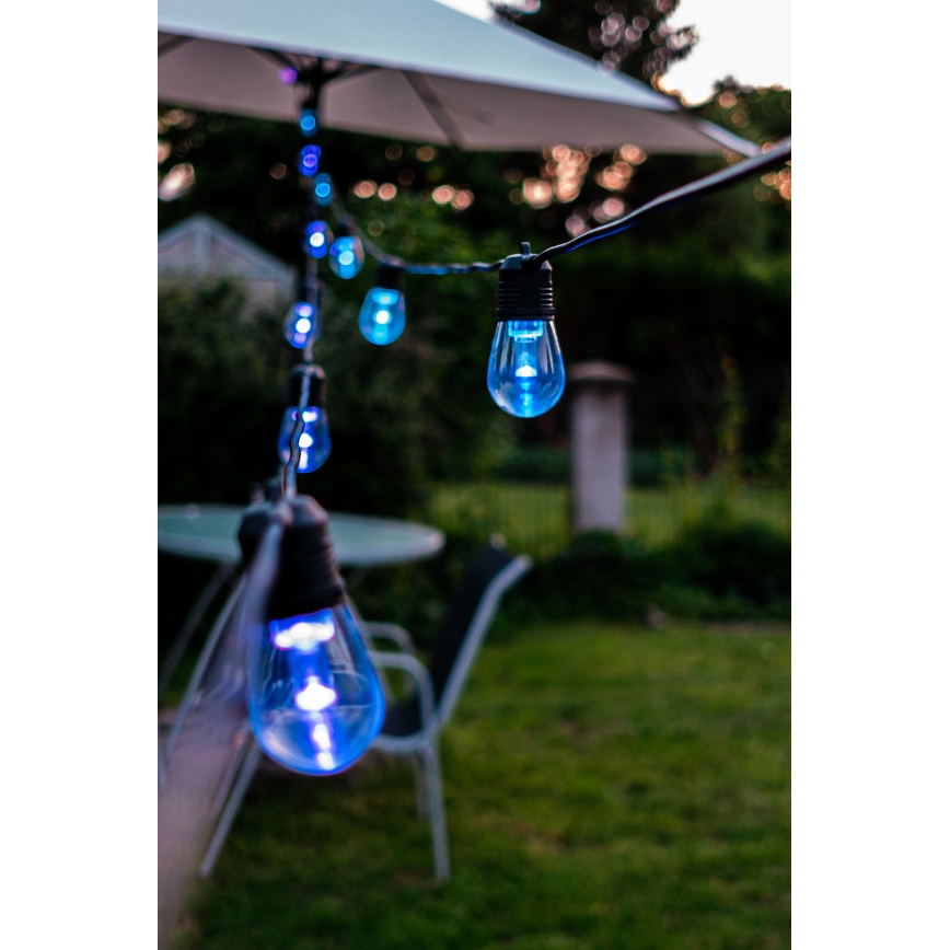 LED RGB+CCT Zatemnitven zunanji veriga GARLAND 15xLED/1W/230V 15m Wi-Fi Tuya IP65 + Daljinski upravljalnik