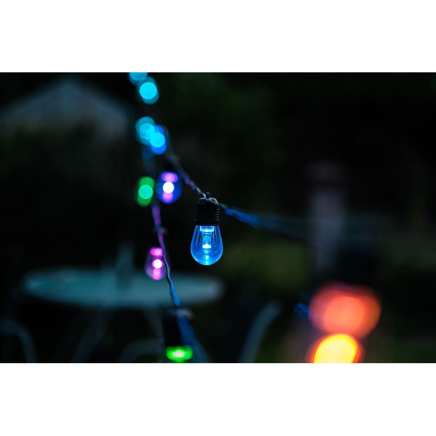 LED RGB+CCT Zatemnitven zunanji veriga GARLAND 15xLED/1W/230V 15m Wi-Fi Tuya IP65 + Daljinski upravljalnik
