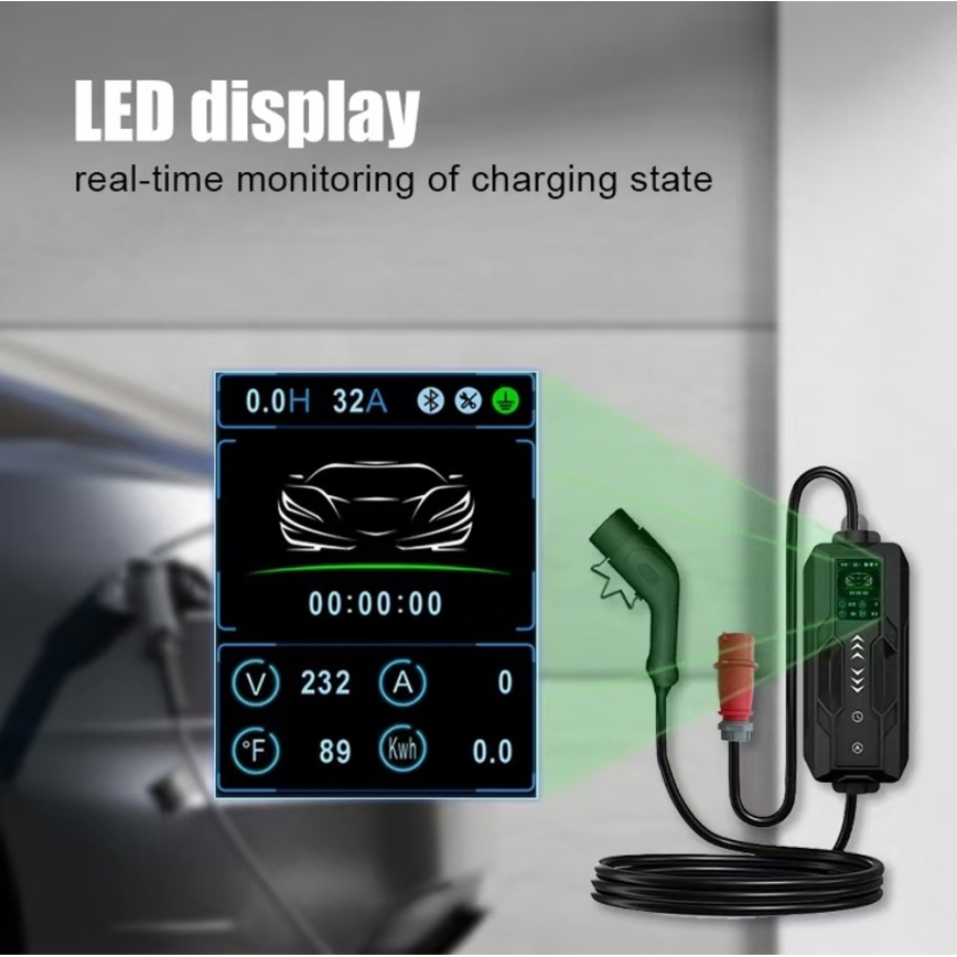 Immax - Prenosna polnilna postaja za električna vozila (EV), AC tipa 2, 16A/380V 11kW + vtič 230V 5m Wi-Fi Tuya