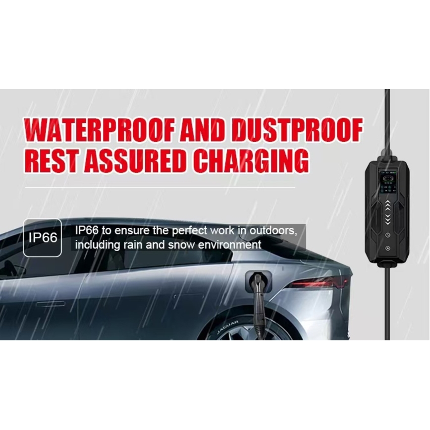 Immax - Prenosna polnilna postaja za električna vozila (EV), AC tipa 2, 16A/380V 11kW + vtič 230V 5m Wi-Fi Tuya