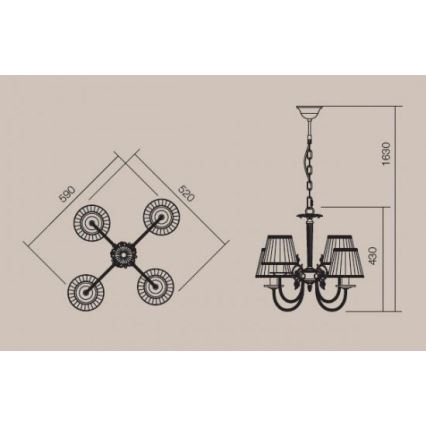 Incanti 02-657 - Lestenec na verigi ILARIA 4xE14/28W/230V