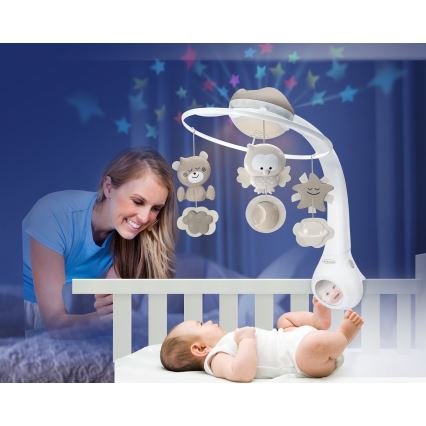 Infantino - Vrtiljak nad posteljico z melodijo 3v1 3xAAA rjava